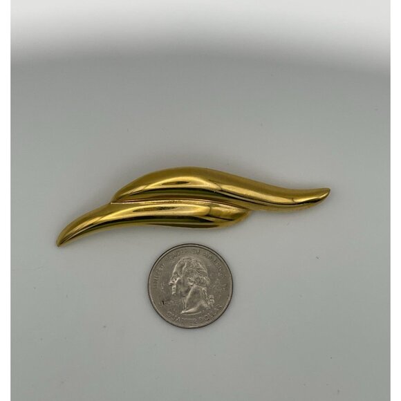 Vintage Napier Brooch Gold Tone 3" Signed - Picture 9 of 9